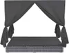 vidaXL Outdoor-Lounge-Bett mit Vorhängen Poly Rattan Grau Produktbild-Vorschau 2