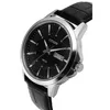 A close-up, angled shot of a men's Citizen watch with a black dial and black leather strap, set against a white background. Náhľad obrázku produktu