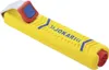 A yellow cable stripping tool with blue accents and a red adjustment knob is shown against a white background. Produktbild-Vorschau