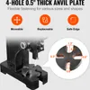 An arbor press with a close-up diagram of its anvil plate. Náhled obrázku produktu