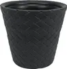 A black planter with a woven texture. Voir les images du produit