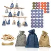 Calendrier de l'Avent 24 sachets en lin 13 x 9 cm Gris Bleu Voir les images du produit 2