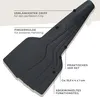 A dark gray plastic spatula with text annotations highlighting its features. Produktbild-Vorschau