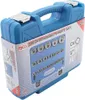A blue plastic toolbox containing a set of socket wrenches. Produktbild-Vorschau