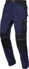 A pair of navy blue work pants with black accents and reinforced knees. Produktbild-Vorschau