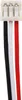 A close-up view of a white connector with three wires: black, white, and red. Náhled obrázku produktu