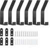 A set of six black wall hooks and their mounting hardware. Produktbild-Vorschau