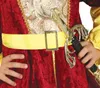 Close-up of a child wearing a red, ornate costume with a yellow belt and a toy sword. Anteprima dell’immagine prodotto