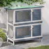 vidaXL Kaninchenstall, Holz, Grau, 90x45x90 cm, 4 Türen, 2 Produktbild-Vorschau 1