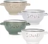 Four ceramic soup bowls in different colors are arranged in a grid formation against a white background. Anteprima dell’immagine prodotto