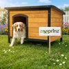 zooprinz Hundehütte Carlo Bitumen Klappdach Holzfüße mit Produktbild-Vorschau 1