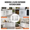 Collage of outdoor and indoor kitchen scenes featuring stainless steel doors and cabinets. Náhled obrázku produktu