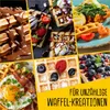 A collage of various waffle preparations, showcasing sweet and savory options. Produktbild-Vorschau