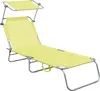 A lime green lounge chair with a canopy, isolated on a white background.