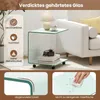 COSTWAY Beistelltisch aus Glas mit Rollen, Glastisch Produktbild-Vorschau 5