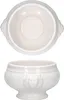 A white ceramic tureen shown from two angles: top view and side view. Produktbild-Vorschau