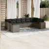 vidaXL 10-tlg. Garten-Sofagarnitur mit Kissen Grau Poly Produktbild-Vorschau 2