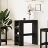 A modern interior scene featuring a black bar table with shelves, a plant, and decorative items on shelves. Podgląd zdjęcia produktu