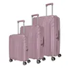 Three rose-colored suitcases of different sizes are displayed against a white background. Produktbild-Vorschau