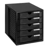 A black five-drawer filing cabinet is shown against a white background. Voir les images du produit