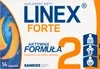 The image shows the front of a Linex Forte supplement box. Produktbild-Vorschau