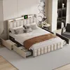 ProximaX Polsterbett 140x200 cm Beige mit RGB-LED, USB & 4 Produktbild-Vorschau 5