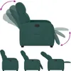 A collage of images showing a dark green fabric recliner chair in different positions, demonstrating its reclining and footrest features. Náhľad obrázku produktu