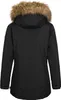 Back view of a black winter jacket with a fur-lined hood. Produktbild-Vorschau