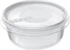 A clear, studio shot of a transparent round plastic container with a lid. Náhled obrázku produktu