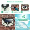 The image shows instructions for installing a solar light and a solar panel charging. Produktbild-Vorschau