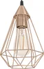A close-up studio shot of a copper and black pendant light with a clear Edison-style bulb. Voir les images du produit