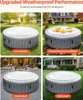 Collage of four images showing an inflatable hot tub cover in different weather conditions. Produktbild-Vorschau