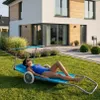 Chaise longue à roulettes avec toit Chaise longue pliante Voir les images du produit 7