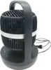 A black fan with a silver band around its body and a black handle on top, placed on a black base. The fan is on a white background, with a black power cord plugged into an outlet visible to the right. Voir les images du produit