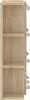 A side view of a narrow, light brown wooden bookshelf with three shelves. Anteprima dell’immagine prodotto