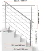 A diagram showing the dimensions of a stainless steel stair railing system installed on concrete steps. Podgląd zdjęcia produktu