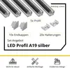 5x A19 LED Profil 2m - Silber inkl. Abdeckung schwarz, Produktbild-Vorschau 2