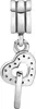A silver charm in the shape of a heart with a key inside, hanging from a bail. Podgląd zdjęcia produktu
