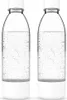 Two identical clear plastic bottles with white caps and bases, filled with a clear carbonated liquid. Produktbild-Vorschau