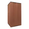A freestanding changing room with a brown curtain. Voir les images du produit