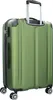 A green travel trolley with a retractable handle and four wheels, shown from the back. Produktbild-Vorschau