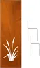 A rusted metal garden decoration with a cattail design and two metal stakes. Produktbild-Vorschau