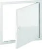 A white revision door is shown with its door slightly ajar, revealing a glimpse of the interior space. Produktbild-Vorschau