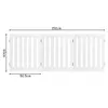 A white wooden pet gate with three panels, shown with dimensions indicated by measurement lines and text. Anteprima dell’immagine prodotto