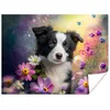 MuchoWow® Poster Hund - Blumen - Natur - Welpe - Border Produktbild-Vorschau 1