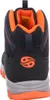The back view of a navy and orange hiking boot. Produktbild-Vorschau