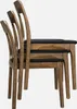 Three stacked chairs with wooden frames and black seats, viewed from the side. Produktbild-Vorschau