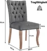 A diagram showing the dimensions of a gray upholstered chair with wooden legs. Náhľad obrázku produktu