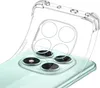 A clear protective phone case is shown on the back of a smartphone, highlighting the camera array. Produktbild-Vorschau