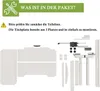 An overhead view of disassembled parts of a white desk, along with assembly instructions and hardware. Anteprima dell’immagine prodotto